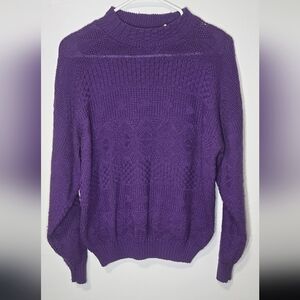 Purple Vtg Carolina Colours Knit Sweater 100% Acrylic Geometric Made In USA